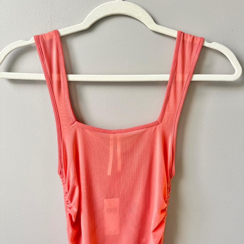 Anthropologie Dress Women's Small New NWT Coral Pink Mesh Fitted Festival Mini - Picture 8 of 12